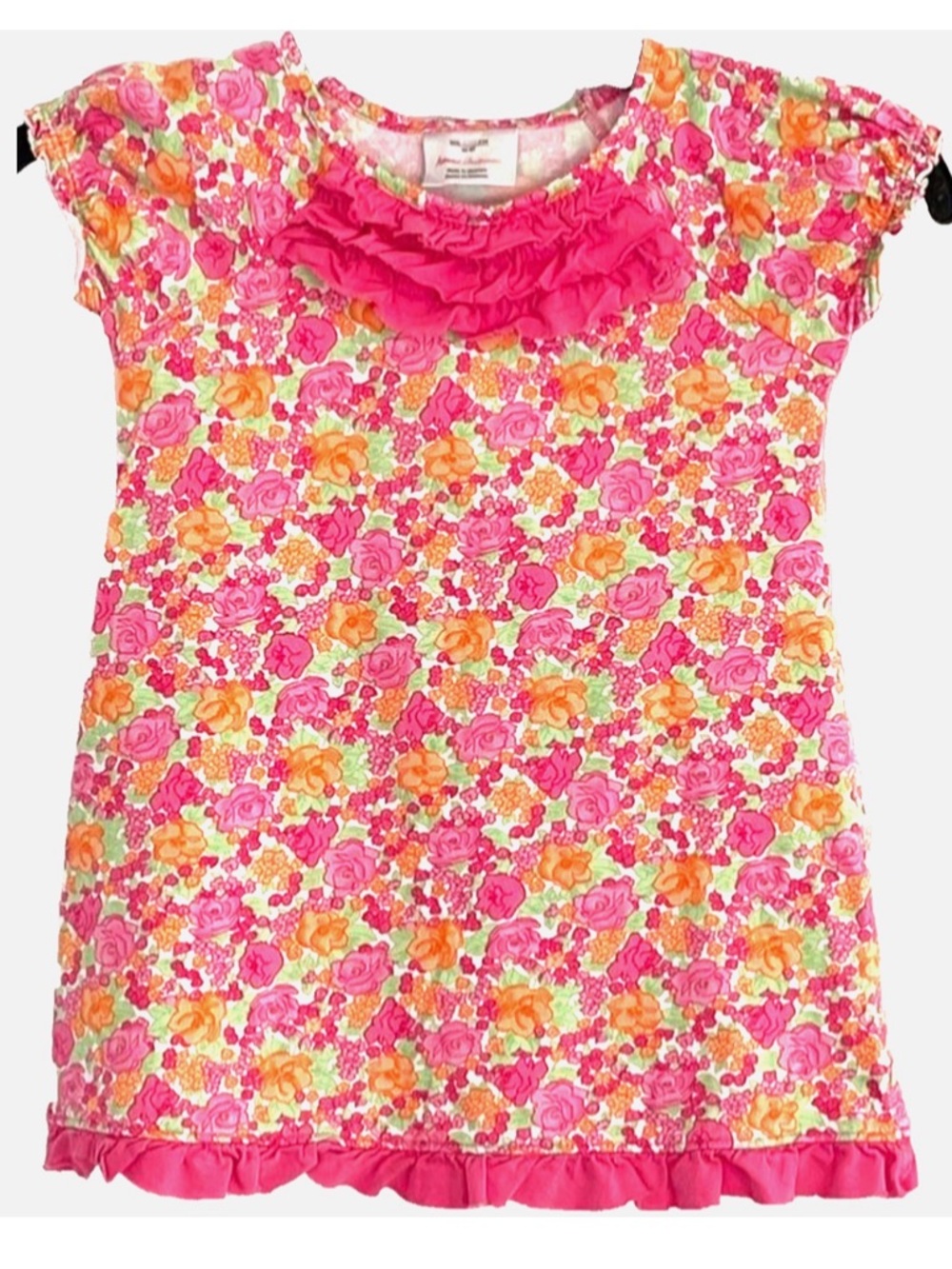 Hanna Andersson Pink Floral Ruffle Dress Girls 4T Cotton Spring Easter